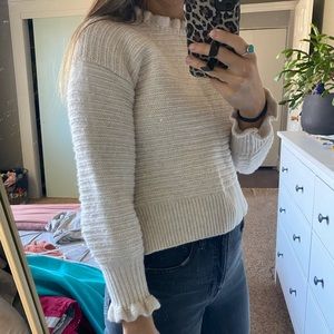 Madewell size XS ruffle neck and sleeve sweater.